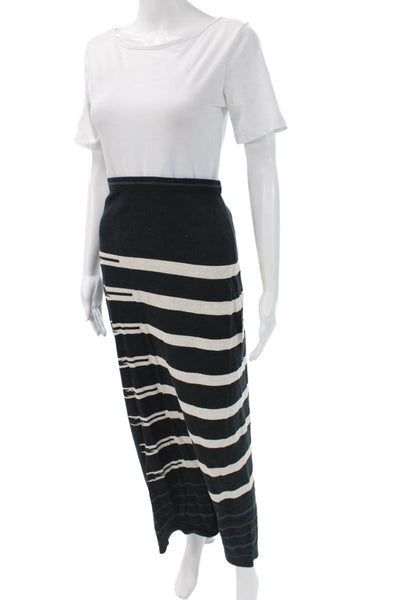 Peruvian Connection Women Navy Blue Striped Maxi Skirt Size M