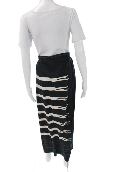 Peruvian Connection Women Navy Blue Striped Maxi Skirt Size M
