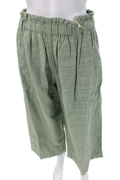 Mirth Womens Cropped Paperbag Pants Green Bohemian Size XL