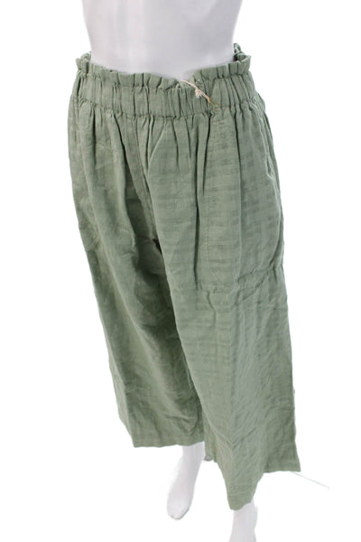 Mirth Womens Cropped Paperbag Pants Green Bohemian Size XL