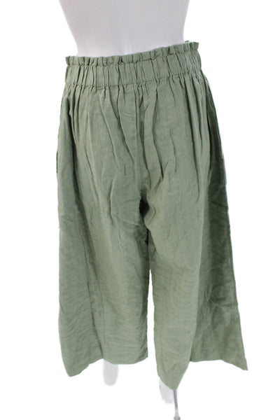 Mirth Womens Cropped Paperbag Pants Green Bohemian Size XL