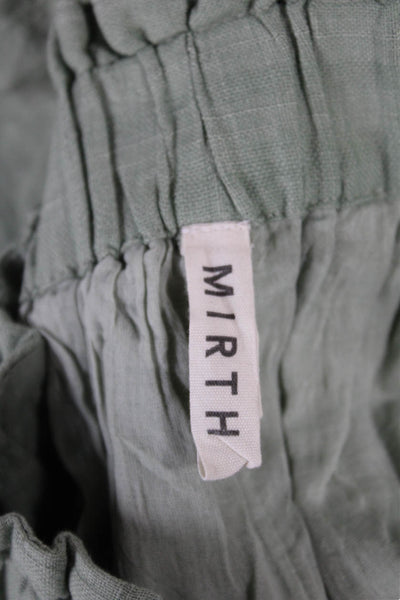 Mirth Womens Cropped Paperbag Pants Green Bohemian Size XL