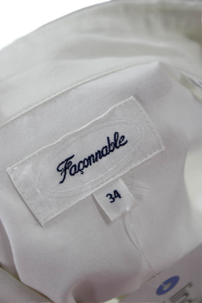 Faconnable Womens White Basic Collared Long Sleeve Button Up Blouse Size 34