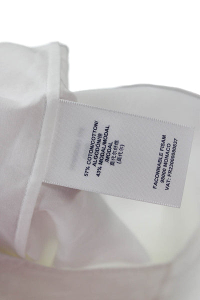 Faconnable Womens White Basic Collared Long Sleeve Button Up Blouse Size 34