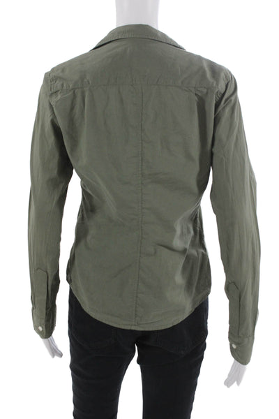 Frank & Eileen Womens Green Cotton Button-Up Long Sleeve Army Size XS