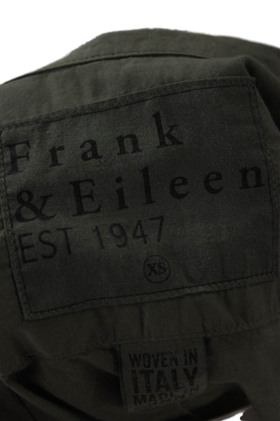 Frank & Eileen Womens Green Cotton Button-Up Long Sleeve Army Size XS