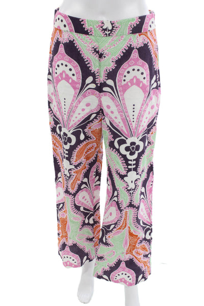 Zara Women Boho Paisley Purple Linen Cotton Pants Size M
