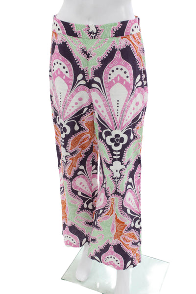 Zara Women Boho Paisley Purple Linen Cotton Pants Size M