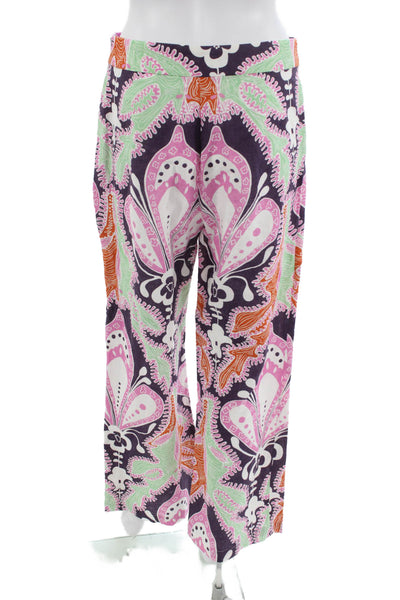 Zara Women Boho Paisley Purple Linen Cotton Pants Size M