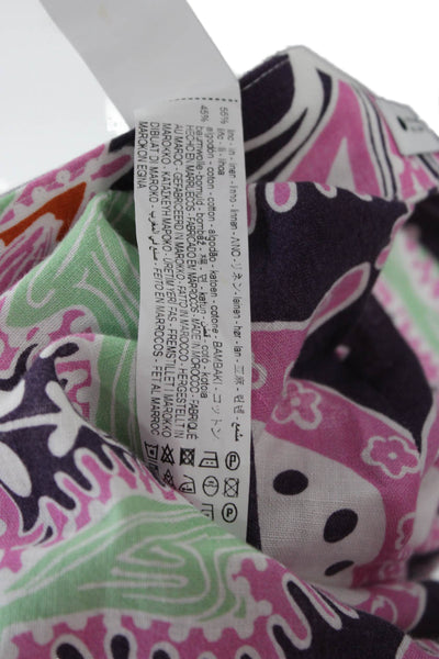 Zara Women Boho Paisley Purple Linen Cotton Pants Size M