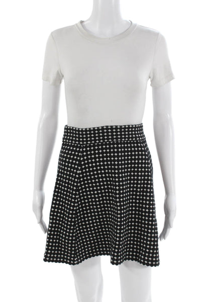 Theory Womens A-Line Mini Skater Skirt Black Geometric Size S