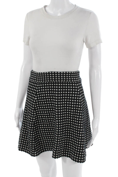 Theory Womens A-Line Mini Skater Skirt Black Geometric Size S