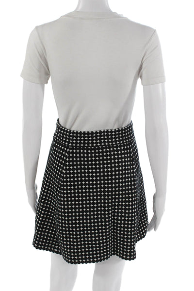 Theory Womens A-Line Mini Skater Skirt Black Geometric Size S