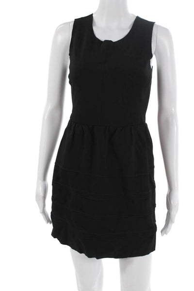 Madewell Women Fit & Flare Mini Dress Black Sleeveless Round Neck Size XS