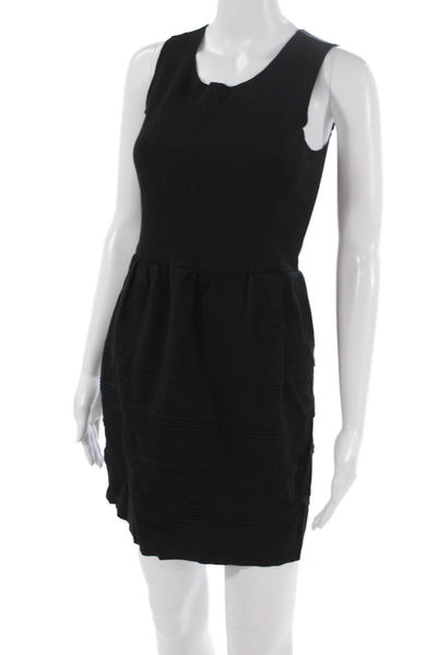 Madewell Women Fit & Flare Mini Dress Black Sleeveless Round Neck Size XS