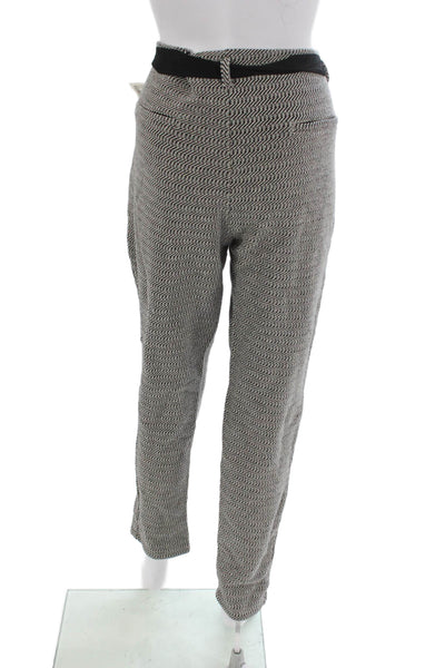 Maison Scotch Women Cropped Jogger Pants Black Herringbone Size L