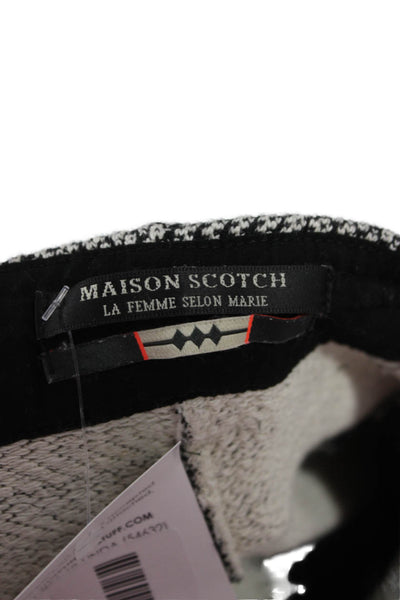 Maison Scotch Women Cropped Jogger Pants Black Herringbone Size L