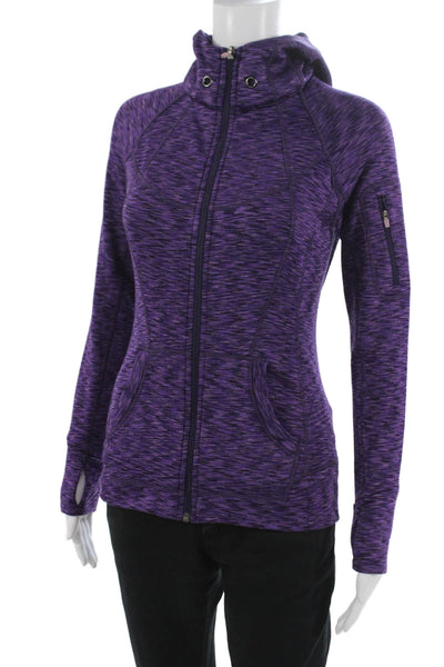 Athleta Women Full-zip Hoodie Purple High Neck Drawstring Size XS
