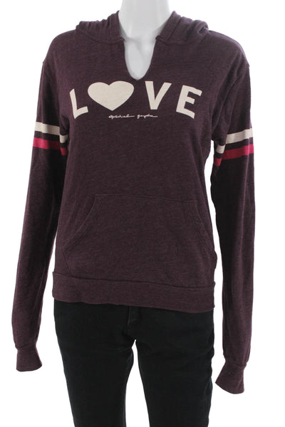 Spiritual Gangster Women Pullover Hoodie Purple Heart Graphic Size S