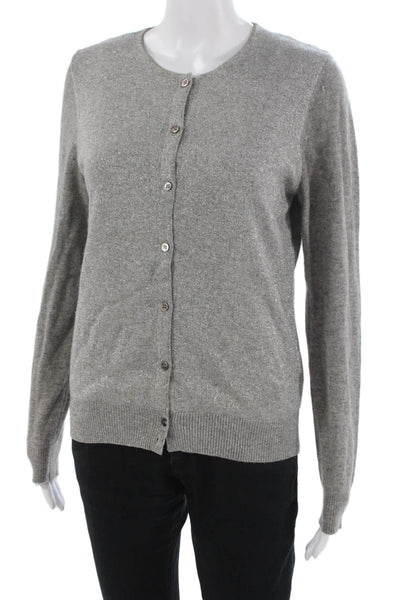 Allude Unisex Cardigan Gray 95% Cashmere Button Round Neck Long Sleeve Size M