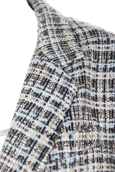 Adam Lippes Womens Collared Black Plaid Blazer Long Sleeve Polyester Size 14
