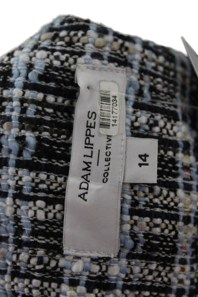 Adam Lippes Womens Collared Black Plaid Blazer Long Sleeve Polyester Size 14