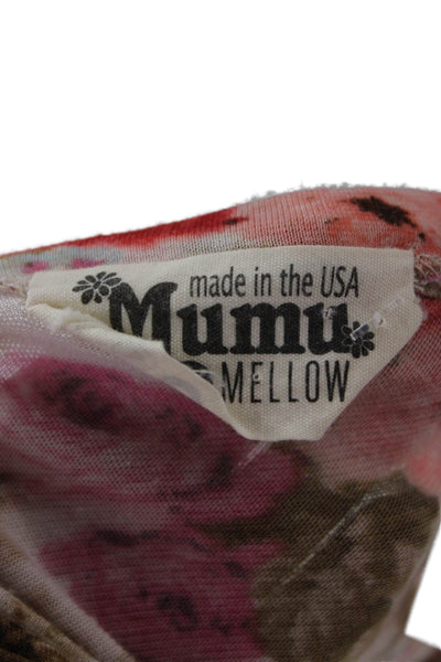 Mumu Mellow Womens Tunic Blouse White Long Sleeve Floral Round Neck Size S