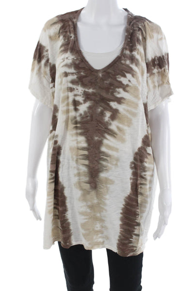 Show Me Your Mumu Womens V Neck Sleeveless Tunic Beige Cotton Modal Size L