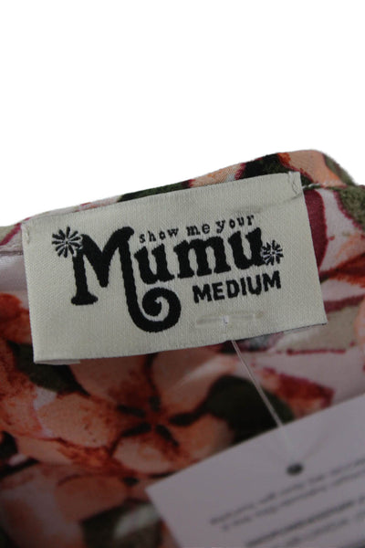 Show Me Your Mumu Women Kimono Tunic Orange Floral V-Neck Sleeveless Size M
