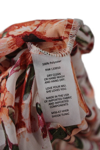 Show Me Your Mumu Women Kimono Tunic Orange Floral V-Neck Sleeveless Size M