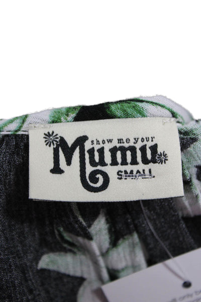 Show Me Your Mumu Womens Black Floral Tunic Blouse 3/4 Sleeve Rayon Size S