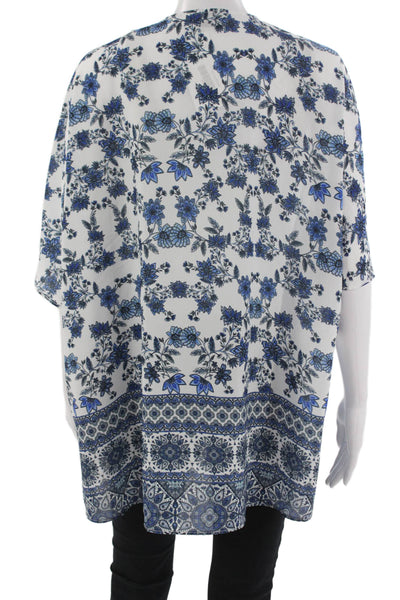 Show Me Your Mumu Womens Tunic Blouse Blue Floral V-Neck Sleeveless Boho Size S
