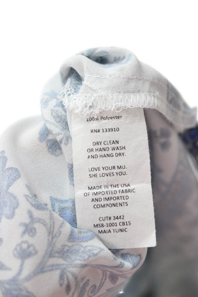 Show Me Your Mumu Womens Tunic Blouse Blue Floral V-Neck Sleeveless Boho Size S