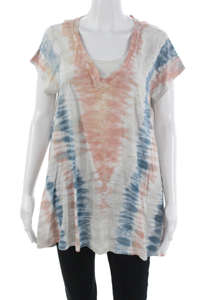 Mumu Mellow Women Blue Bohemian V-Neck Tunic Cap Sleeve Size S