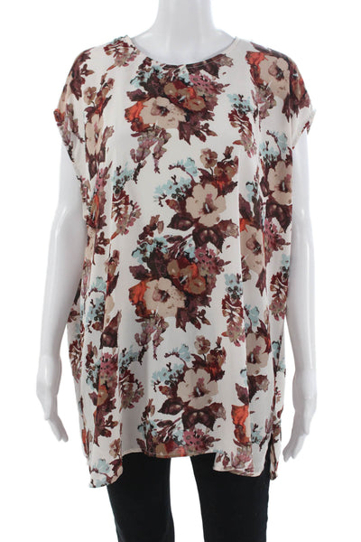 Show Me Your Mumu Womens Tunic White Floral Sleeveless Round Neck Cotton Size S