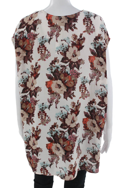 Show Me Your Mumu Womens Tunic White Floral Sleeveless Round Neck Cotton Size S