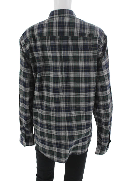 Frank & Eileen Mens Button-Down Dark Blue Plaid Cotton Shirt Size M
