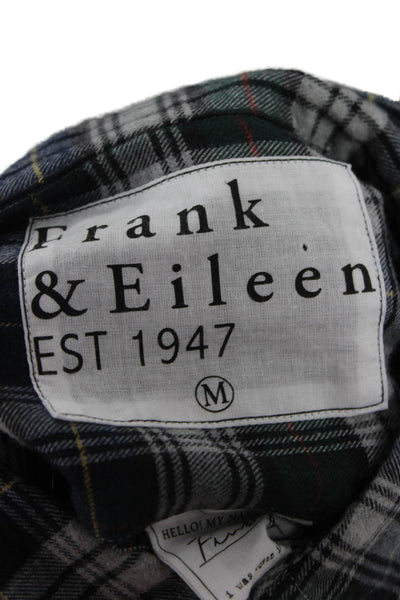 Frank & Eileen Mens Button-Down Dark Blue Plaid Cotton Shirt Size M