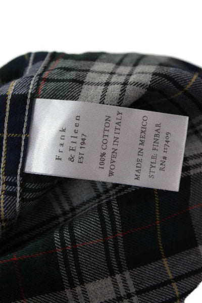 Frank & Eileen Mens Button-Down Dark Blue Plaid Cotton Shirt Size M