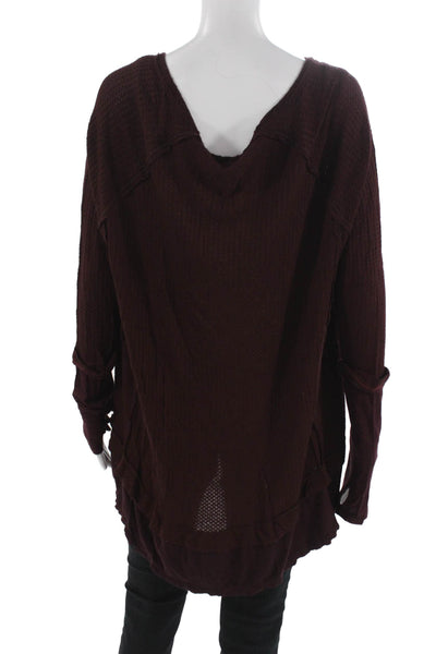 We The Free Women Brown V-Neck Bohemian Tunic Sweater Long Sleeve Size M