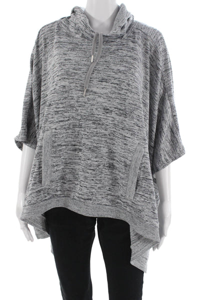 Athleta Women Cape Hoodie Gray High Neck Drawstring Polyester Spandex Size M