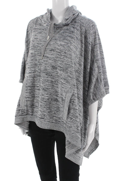 Athleta Women Cape Hoodie Gray High Neck Drawstring Polyester Spandex Size M