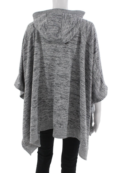 Athleta Women Cape Hoodie Gray High Neck Drawstring Polyester Spandex Size M