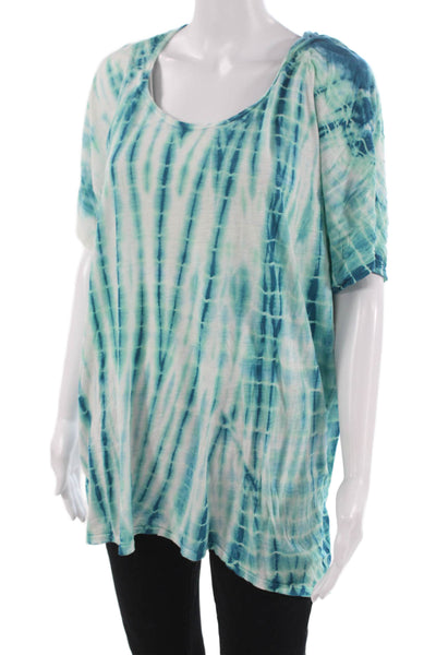 Mumu Mellow Womens Tunic T-Shirt Blue Cotton Round Neck Sleeveless Beach Size S