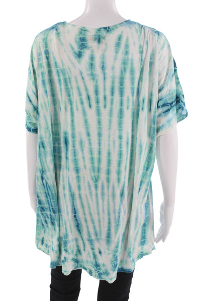 Mumu Mellow Womens Tunic T-Shirt Blue Cotton Round Neck Sleeveless Beach Size S