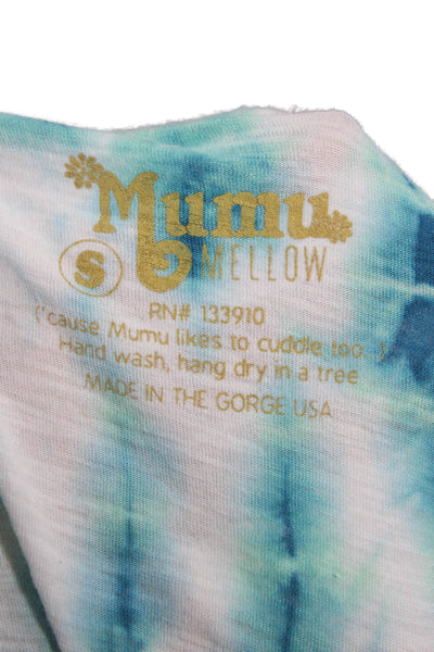 Mumu Mellow Womens Tunic T-Shirt Blue Cotton Round Neck Sleeveless Beach Size S