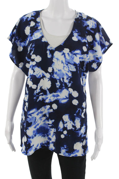 Show Me Your Mumu Womens Tunic Blouse Dark Blue V Neck Sleeveless Size M