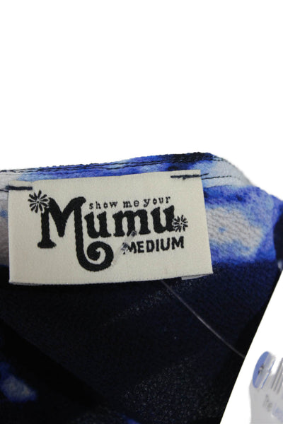 Show Me Your Mumu Womens Tunic Blouse Dark Blue V Neck Sleeveless Size M