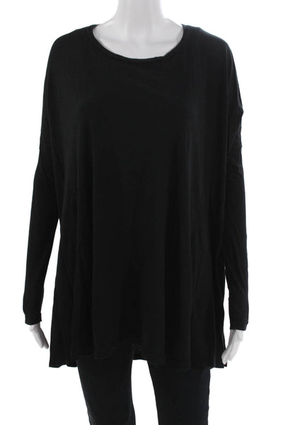 Mumu Mellow Women Black Cotton Long Sleeve Tunic Round Neck Boho Size S