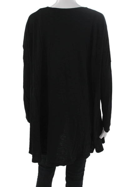 Mumu Mellow Women Black Cotton Long Sleeve Tunic Round Neck Boho Size S
